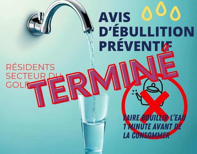 Levée de l'avis d'ébullition préventif